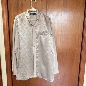 Giorgio Fiorelli Silver Patterned Men's Shirt